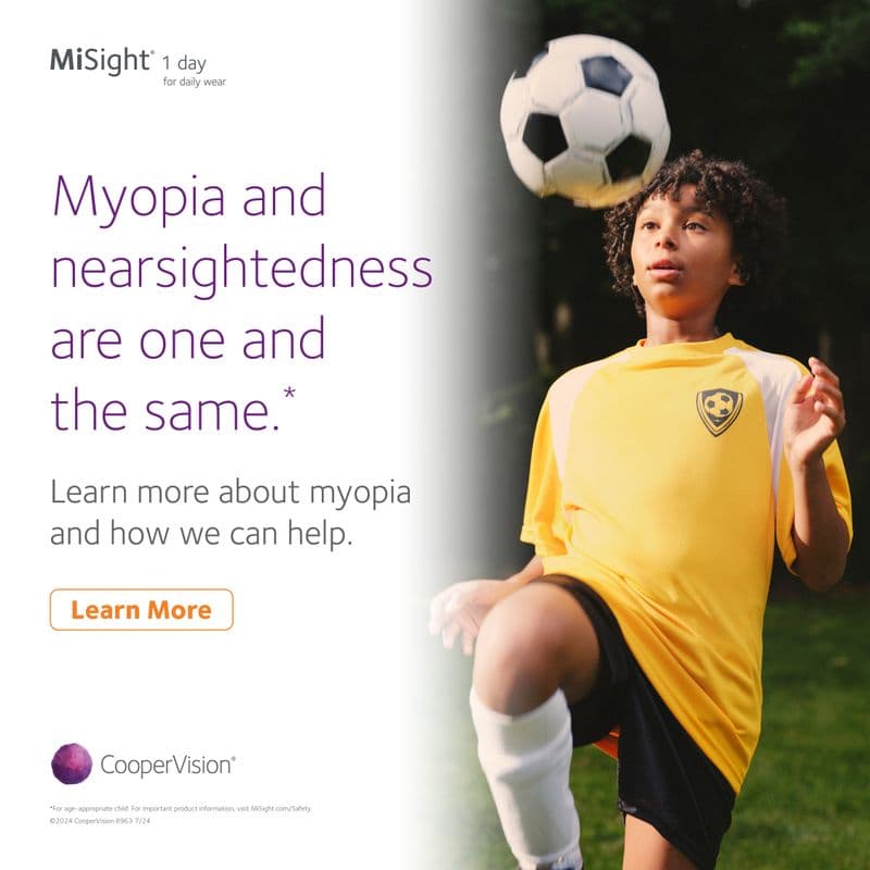 Child wearing MiSight 1 Day contact lenses for myopia control